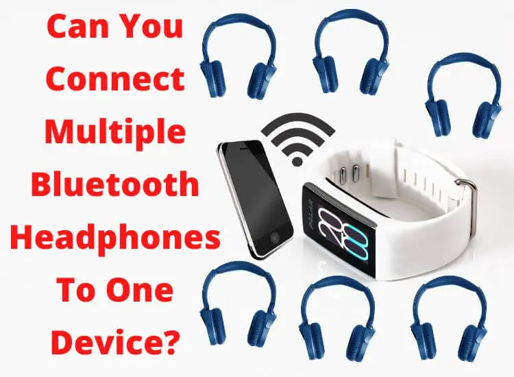 Illustrations of how to connect multiple bluetooth headphones to one device at the same time.